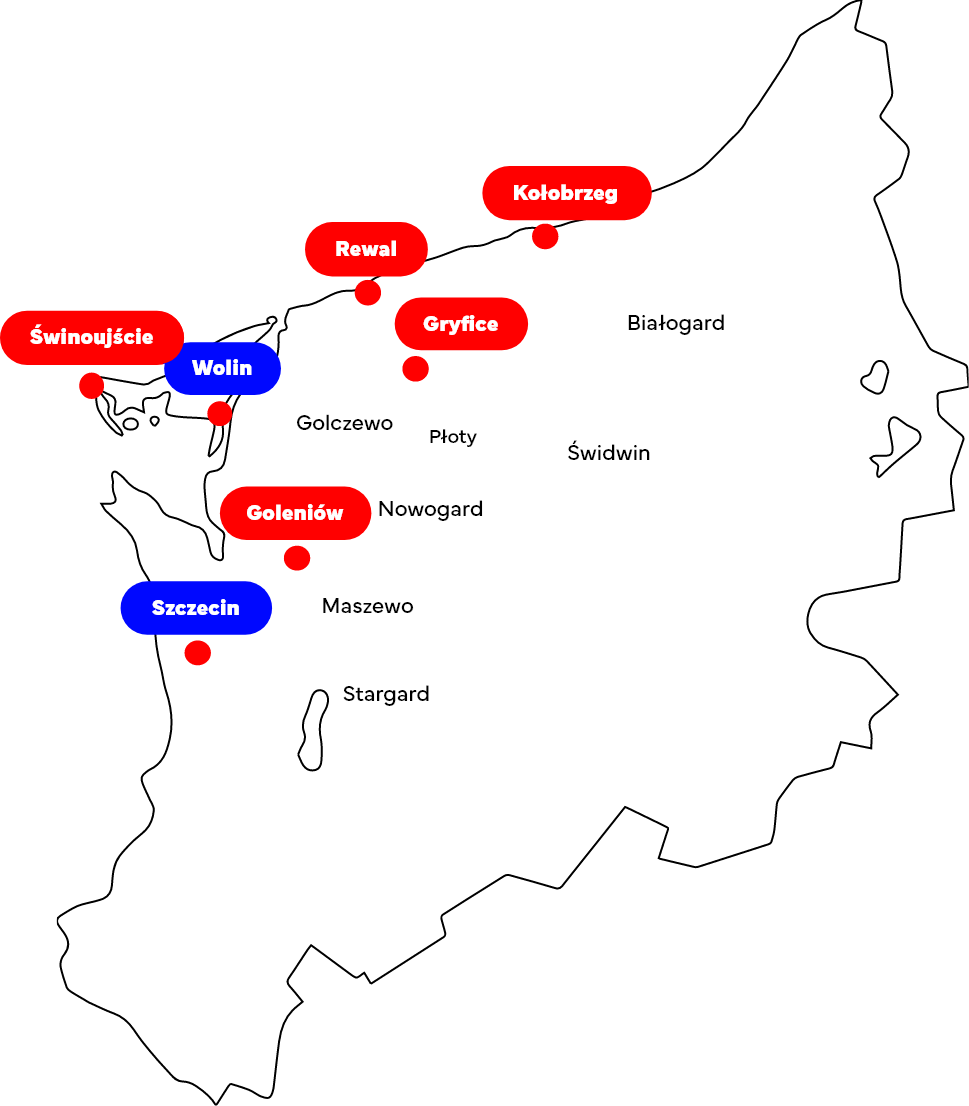 Mapa zasięgu wykonywanych usług